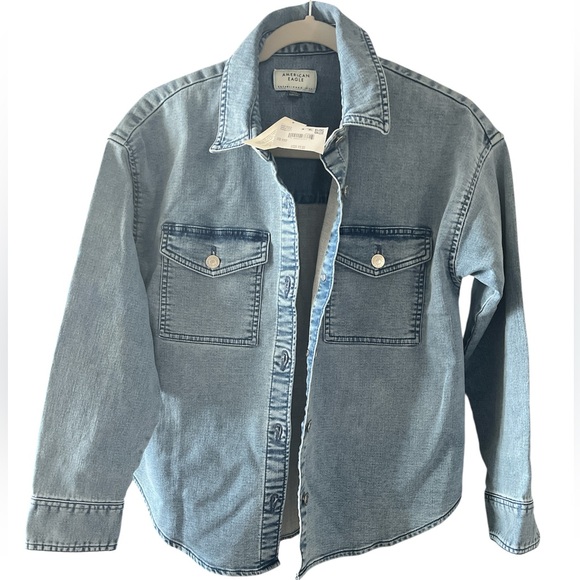 American Eagle Outfitters Tops - American Eagle Outfitters Light Blue Denim Shirt (shacket)